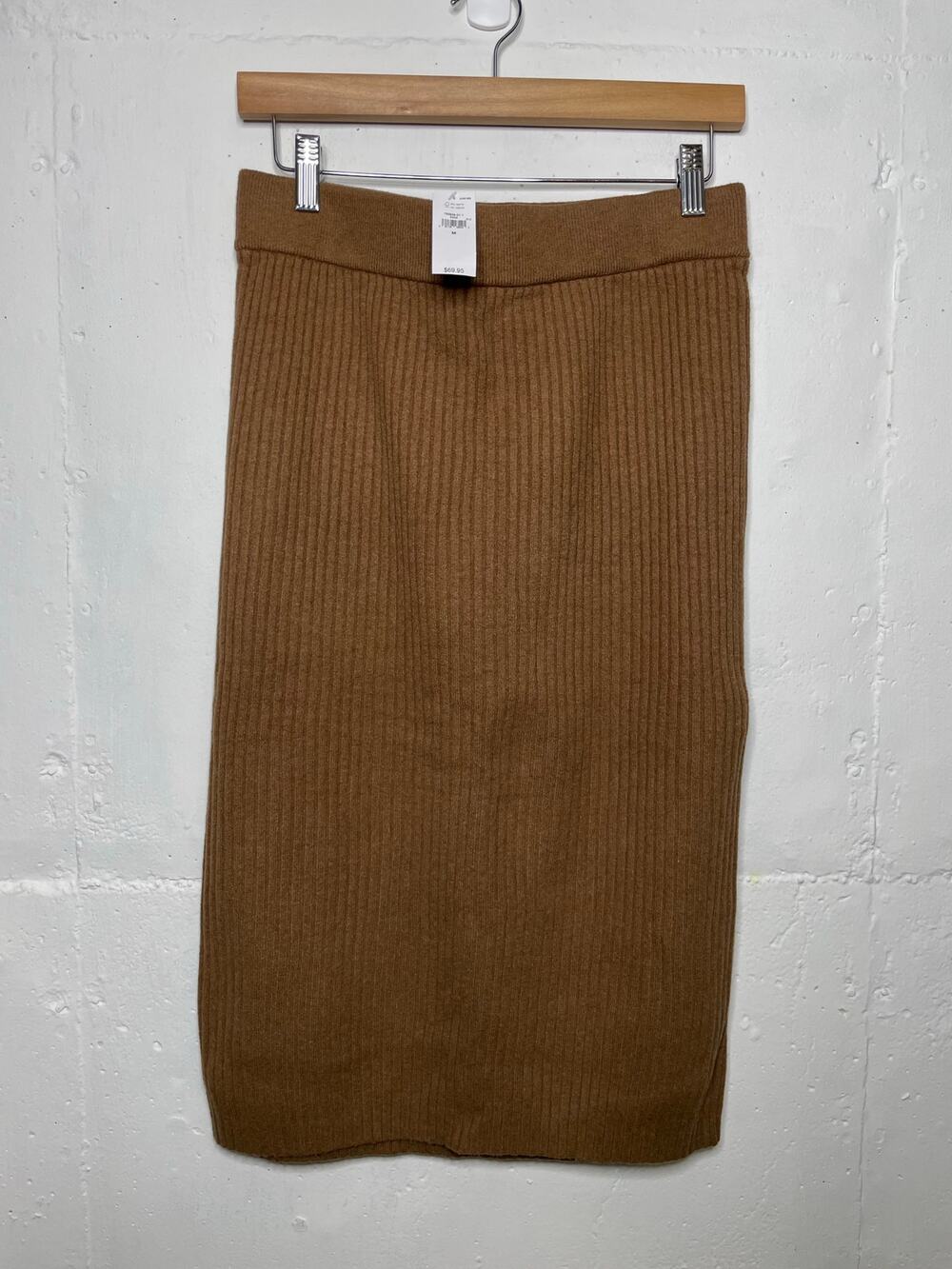 NEW Gap Ribbed Stretch Midi Skirt Camel Tan Size Medium